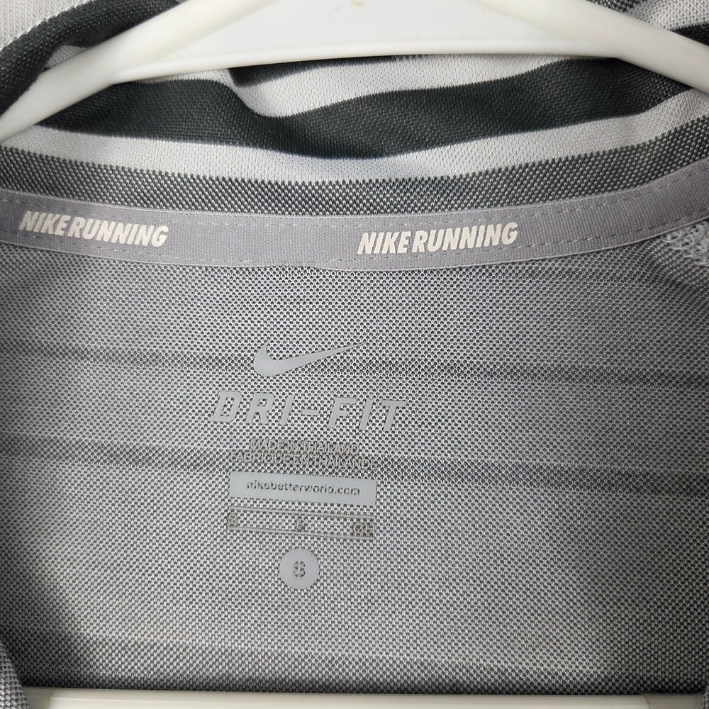 Nike Running 1/4 Zip Mens Small Grey Black Excellent Dri-FIT Striped Pullover - Picture 4 of 9